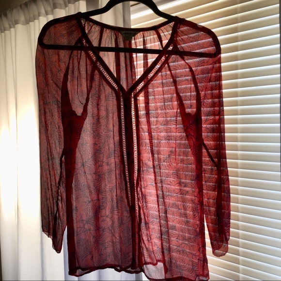 Lucky Brand Tops - Lucky Brand Pink/Blue Chiffon Blouse Size Small